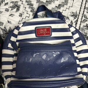 Tommy Hilfiger Blue and White Striped Backpack